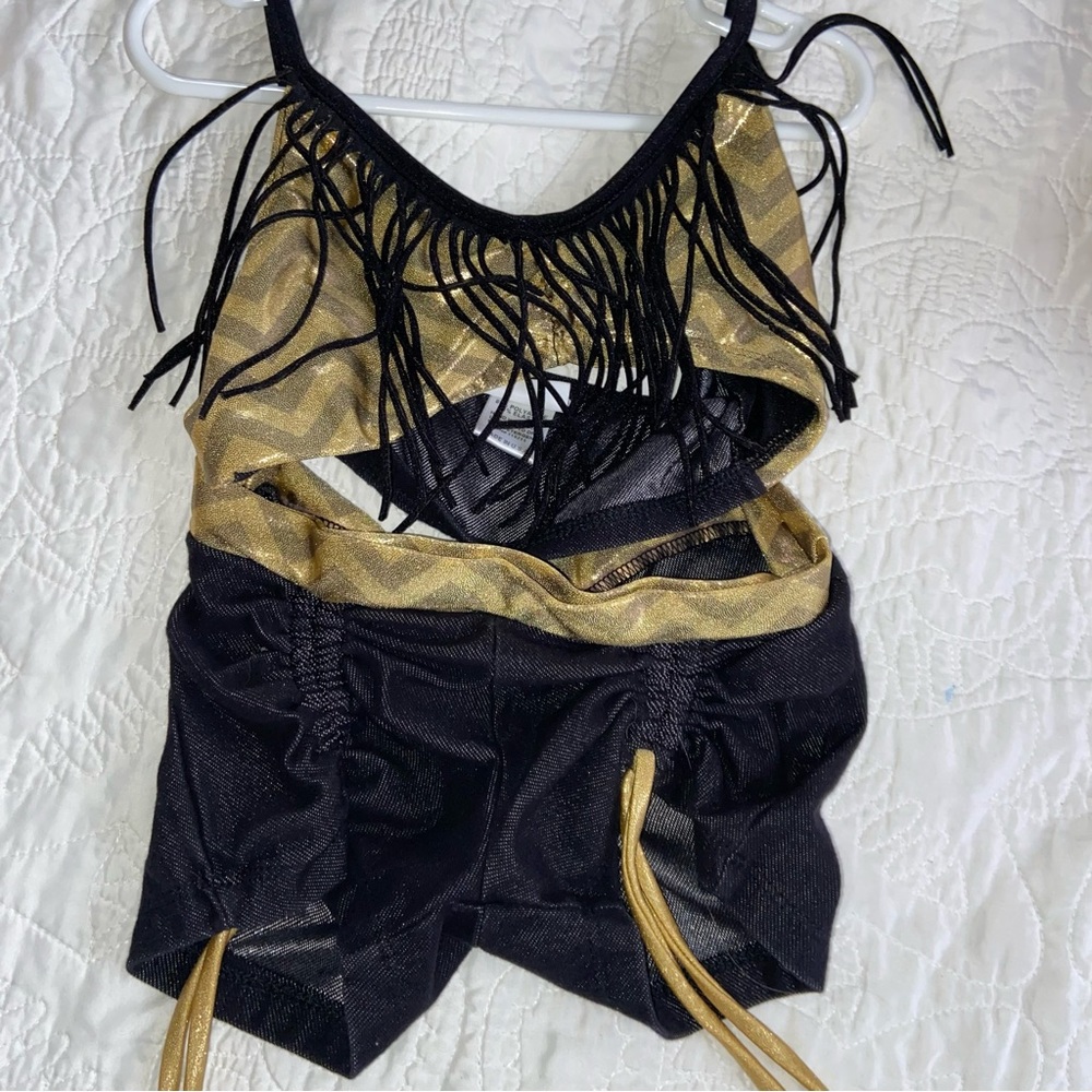 California kisses black fringe and gold dance set